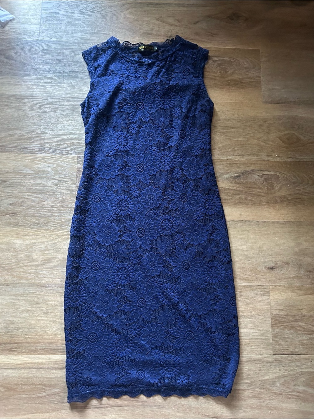 Amazon Navy Floral Lace Midi Dress